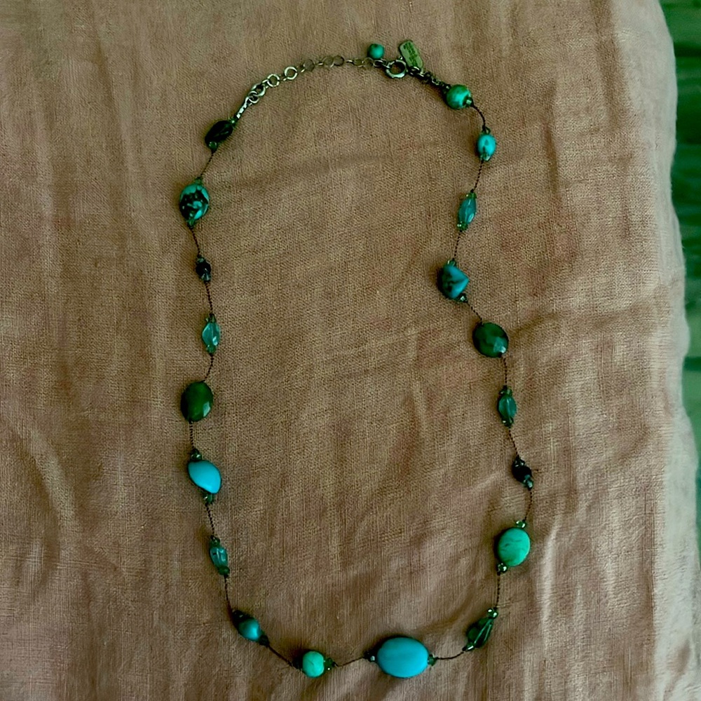 Turquoise and blue topaz mixed necklace